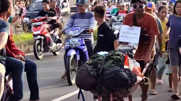 Daeng Anpes Pejalan Kaki Makassar-Manado Sebentar Lagi Tiba di Tujuan,  Posisi Terakhir di Amurang - Tribun Gorontalo