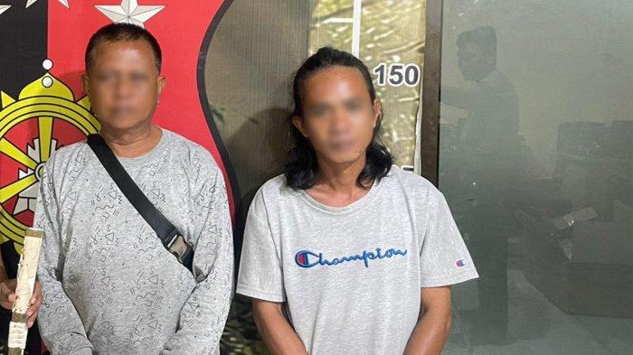 PREMAN PASAR SENTRAL -- Dua preman Pasar Sentral Kota Gorontalo diamankan Polresta Gorontalo Kota gara-gara bikin onar pakai Samurai.