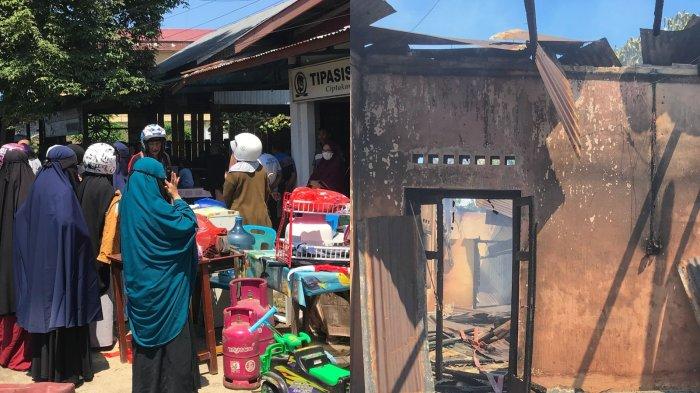 KORBAN KEBAKARAN -- Potret masyarakat menyaksikan korban kebakaran dan kondisi rumah korban. Pemerintah Kota Gorontalo melalui Dinas Sosial memastikan korban kebakaran mendapatkan bantuan.