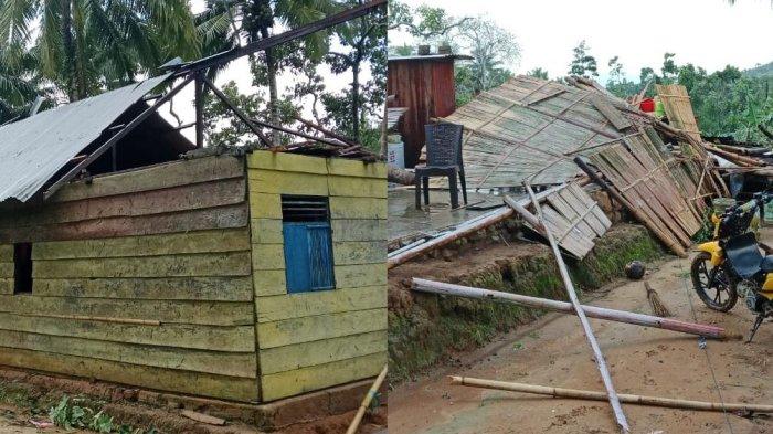 Penampakan rumah warga Desa Ulobua Kecamatan Tibawa, Kabupaten Gorontalo usai diterjang badai pada Senin (18/11/2024).