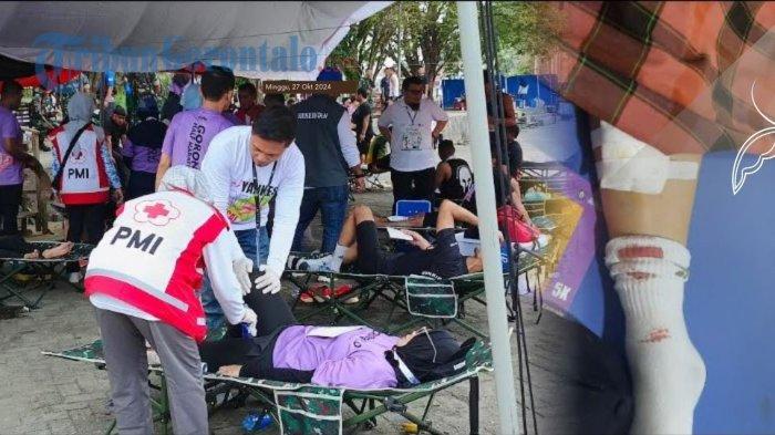 Peserta Gorontalo Half Marathon saat ditangani petugas medis, Minggu (27/10/2024).