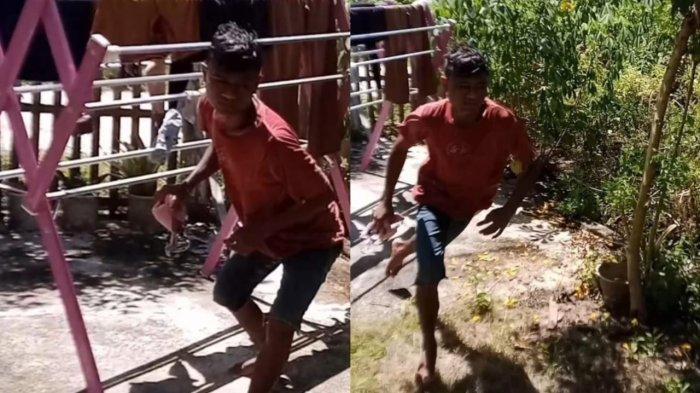 CURI PAKAIAN DALAM - Potret pria diduga warga Suwawa mencuri pakaian dalam wanita terekam dalam video amatir. Video ini diunggah ke media sosial.