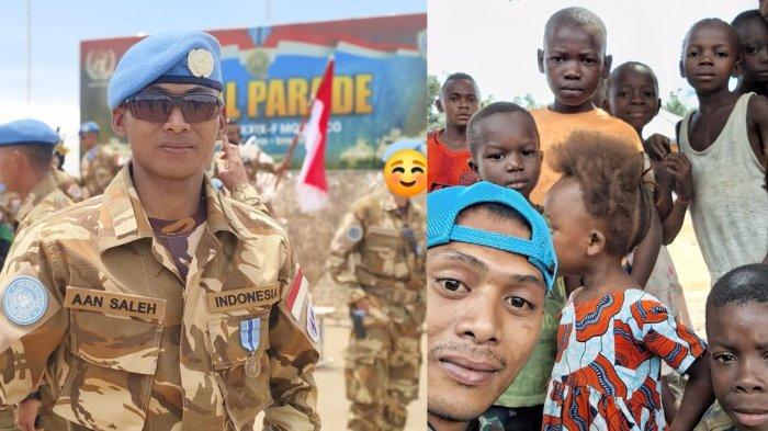 GORONTALO - Kolase Pratu Aan Saleh, Anggota TNI bersama anak Afrika, Minggu (8/7/2025).