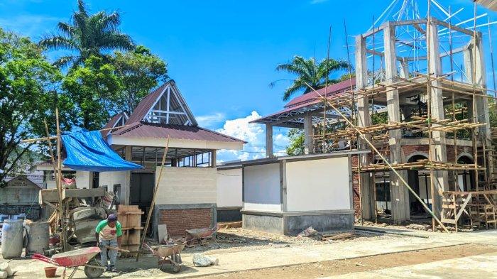 Progres renovasi kawasan Lapangan Taruna Remaja, Kota Gorontalo, Senin (11/11/2024).