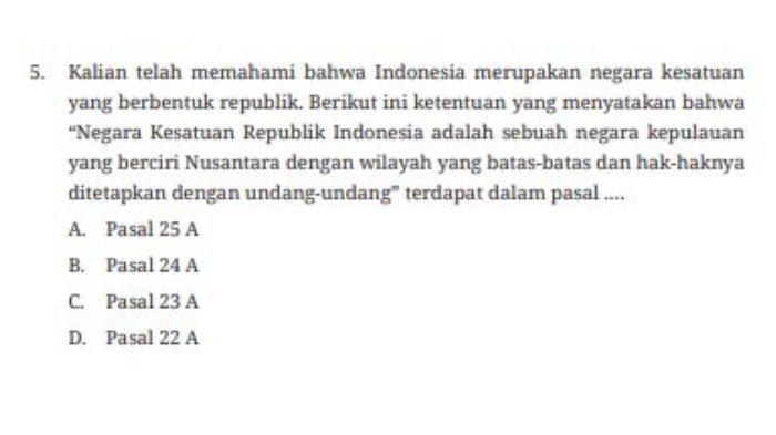 Tugas 'Uji Kompetensi' Pilihan Ganda Nomor 5 dalam buku paket halaman 175 mata pelajaran Pendidikan Pancasila kelas 7 SMP/MTs Kurikulum Merdeka.