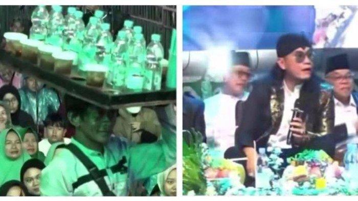 Kiri, Pak Sun, pedagang es teh keliling yang mendapat makian 'goblok' saat berdialog dengan Gus Miftah di acara pengajian bertajuk Magelang Bersholawat.