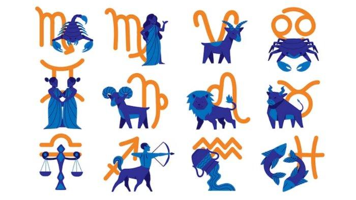 Ilustrasi simbol ramalan zodiak cinta.