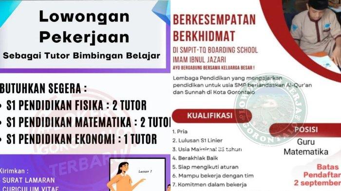 Lowongan Kerja Gorontalo untuk S1 Pendidikan: Guru Matematika SMP dan