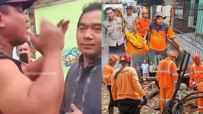 SUAMI SIBUK JUALAN - Seorang suami bernama Aang diamuk warga karena santai ketika anak istrinya ditemukan meninggal dunia terseret banjir bandang Palabuhanratu, Sukabumi, Jumat (7/3/2025). Ia malah sibuk berjualan dan membuat video yang menyebut anaknya selamat.