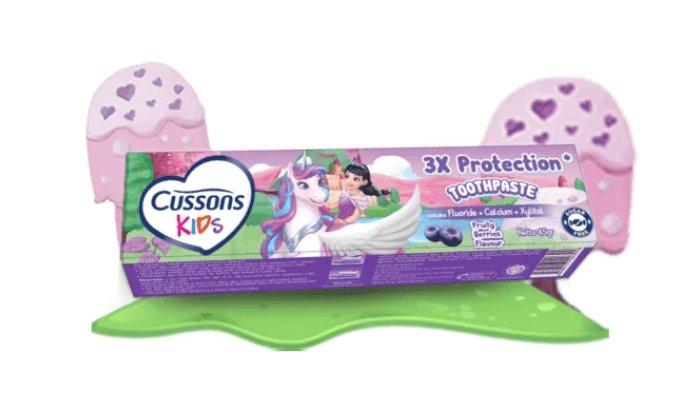 Ilustrasi Cussons kids toothpaste fruity berries, pasta gigi bayi yang aman tertelan