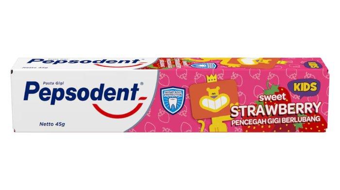 Ilustrasi Pepsodent kids strawberry, pasta gigi bayi yang aman tertelan