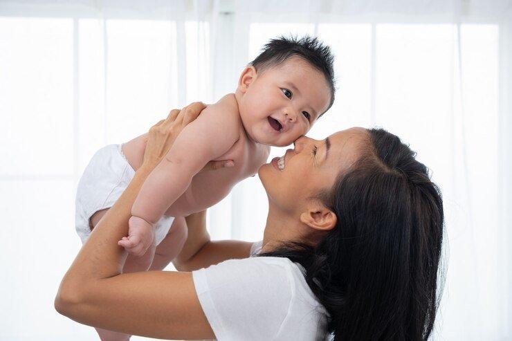 ilustrasi seorang ibu bermain dengan anak