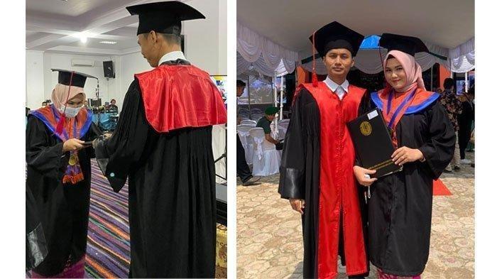 Dosen Universitas Bangka Belitung, Darwance mewisuda istrinya di Wisuda UBB ke XXVI (26), Rabu (2/11/2022)