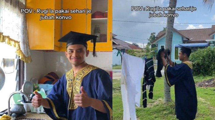 Seorang pemuda merasa tak rela hanya menggunakan toga hanya untuk sehari