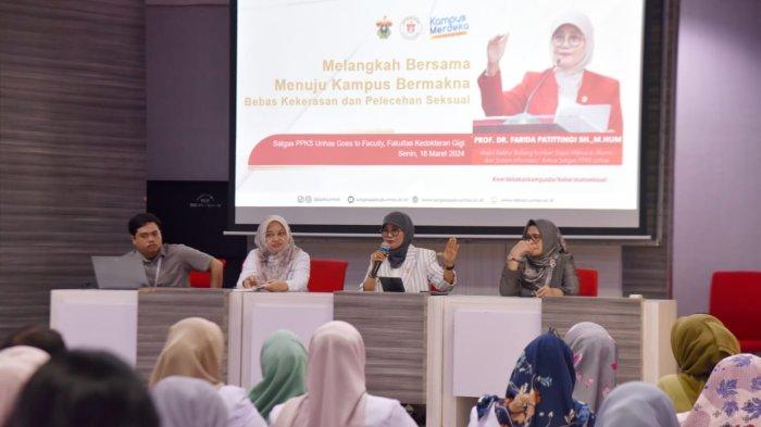 FKG Unhas gelar Sosialisasi Pencegahan dan Penanganan Kekerasan Seksual pada Senin, 18 Maret 2024.
