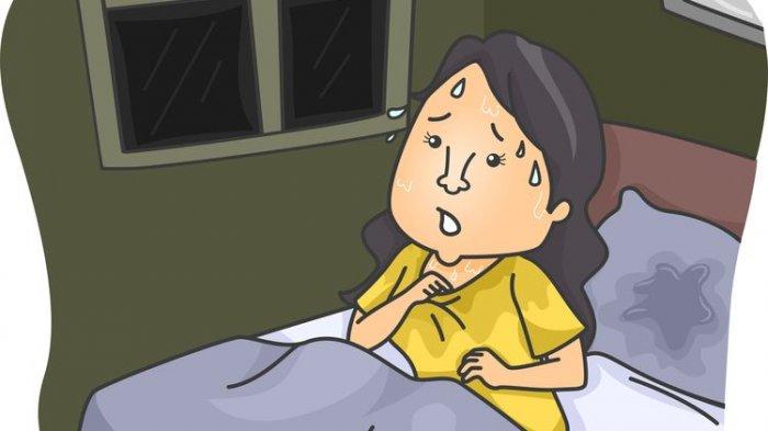 Ilustrasi seorang wanita mengalami keringat dingin