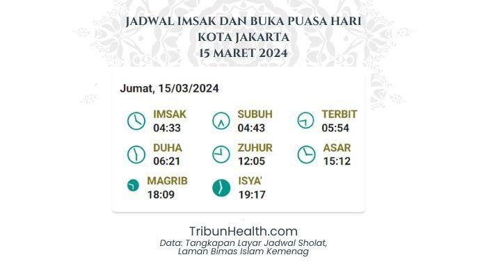Jadwal Imsak dan Buka Puasa DKI Jakarta 15 Maret 2024