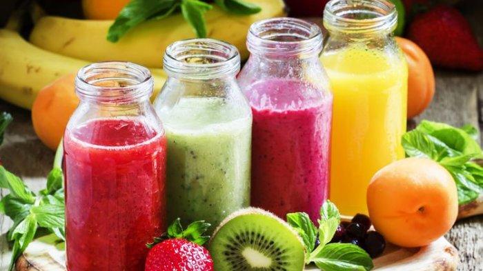 Ilustrasi jus buah dan sayur, minuman untuk penambah semangat