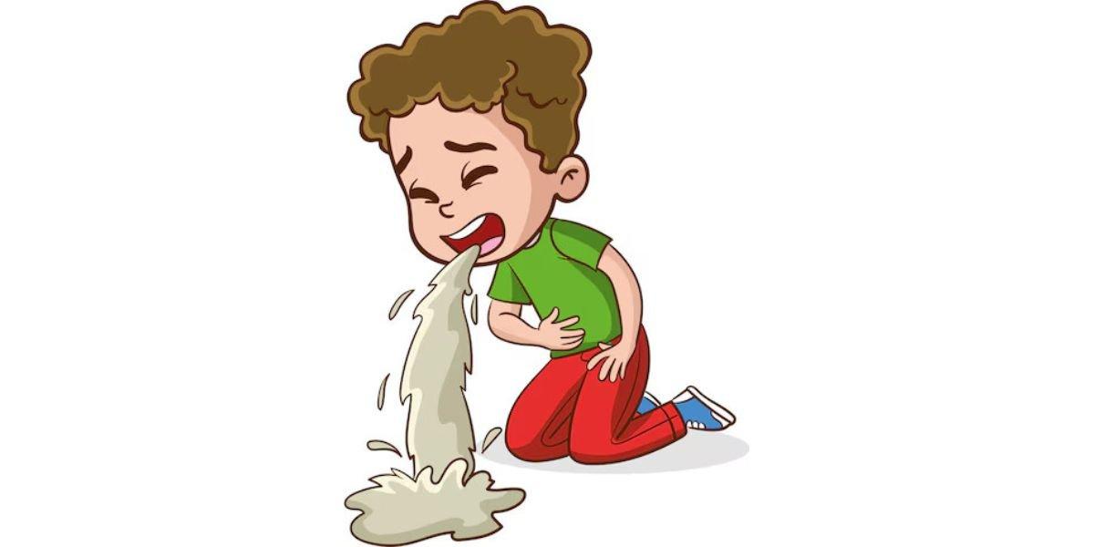 ilustrasi seorang anak yang muntah
