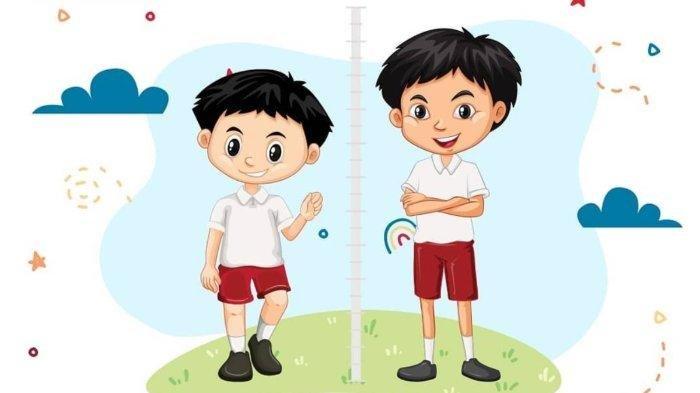 ilustrasi perbandingan anak yang tumbuh normal dan anak yang mengalami stunting