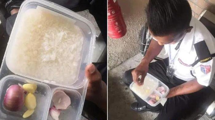Satpam bawa bekal nasi dengan lauk bawang