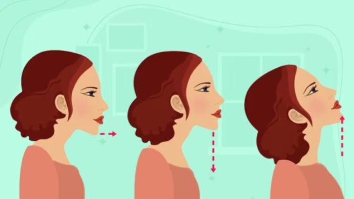 Ilustrasi senam wajah angkat dagu