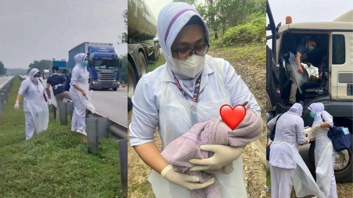 VIRAL Ibu Lahirkan Bayi di Tengah Jalan Tol