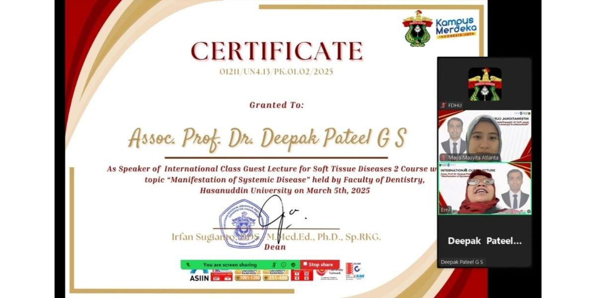 Kuliah tamu kali ini mengangkat topik “Manifestation of Systemic Disease”.