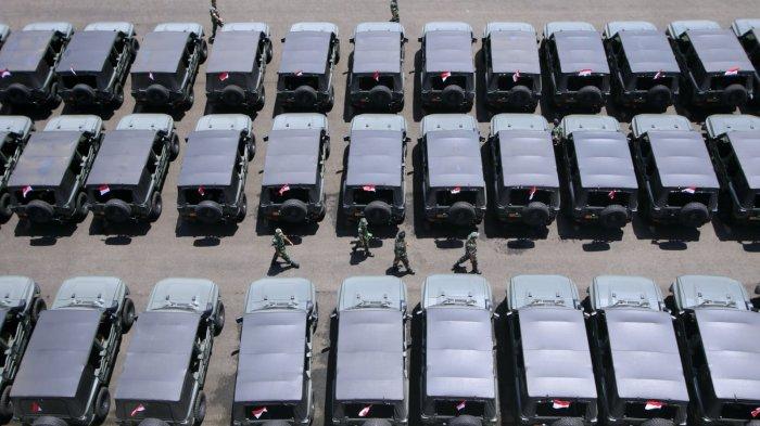 Kendaraan Maung MV3 produksi PT Pindad digelar di Lanud Husein Sastranegara, Kota Bandung, Jawa Barat, Sabtu (1/3/2025).