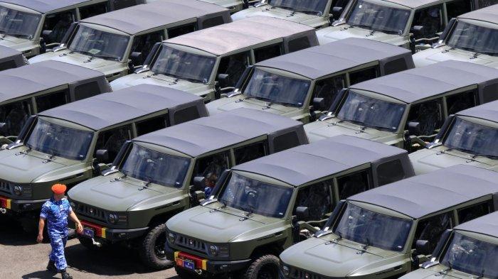 Kendaraan Maung MV3 produksi PT Pindad digelar di Lanud Husein Sastranegara, Kota Bandung, Jawa Barat, Sabtu (1/3/2025).