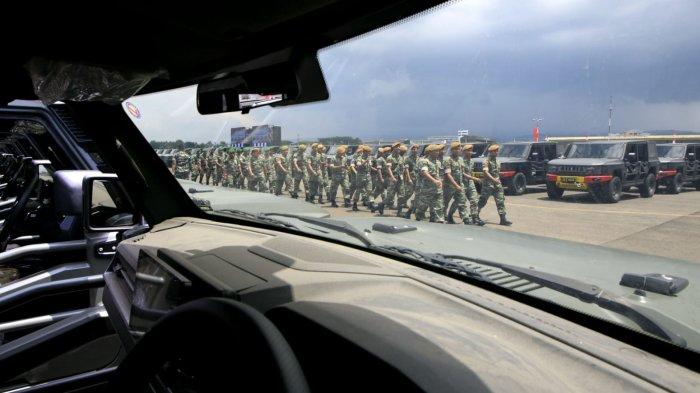 Kendaraan Maung MV3 produksi PT Pindad digelar di Lanud Husein Sastranegara, Kota Bandung, Jawa Barat, Sabtu (1/3/2025).