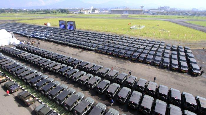 Kendaraan Maung MV3 produksi PT Pindad digelar di Lanud Husein Sastranegara, Kota Bandung, Jawa Barat, Sabtu (1/3/2025).