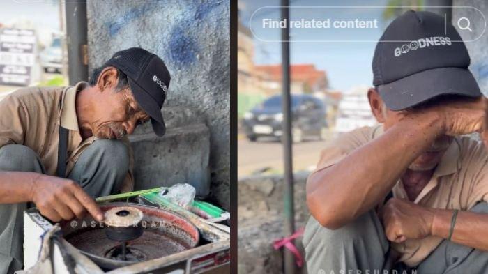 Kisah Abah Midin penjual arum manis yang menangis saat dibantu oleh seseorang, videonya viral di media sosial