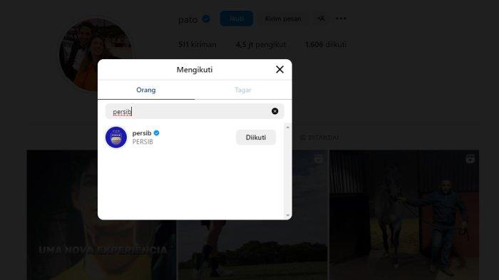 Eks striker AC Milan, Alexandre Pato mengikuti akun resmi Persib Bandung di Instagram.