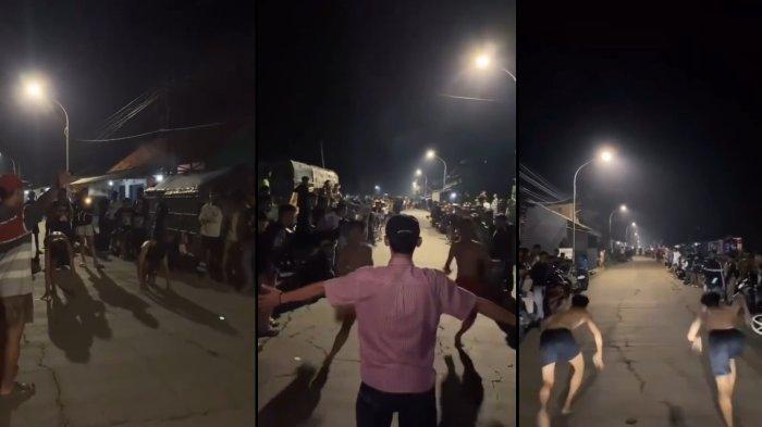 Balap lari jelang subuh yang dilakukan para pemuda di Desa/Kecamatan Sukra, Kabupaten Indramayu, Jawa Barat, Senin (10/3/2025) dini hari.