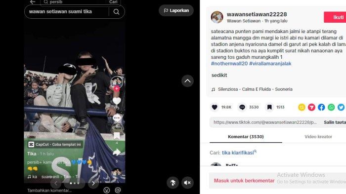 Sosok suami dari Bobotoh perempuan yang viral dilamar kekasihnya di Stadion Si Jalak Harupat, Kabupaten Bandung, muncul membeberkan bukti pernikahan.