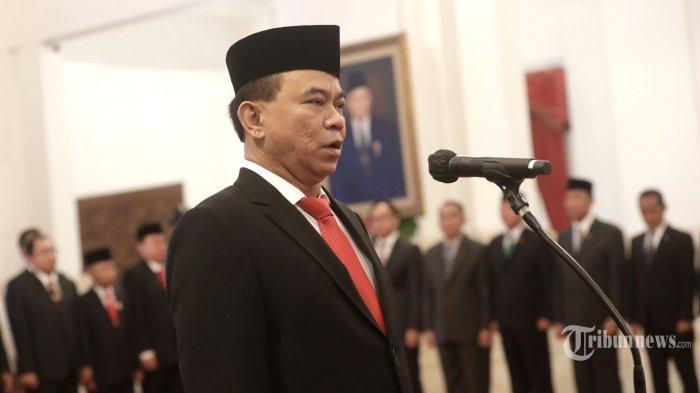 Budi Arie Setiadi mengikuti acara pelantikan di Istana Negara, Jakarta, Senin (17/7/2023). (TRIBUNNEWS/IRWAN RISMAWAN)
