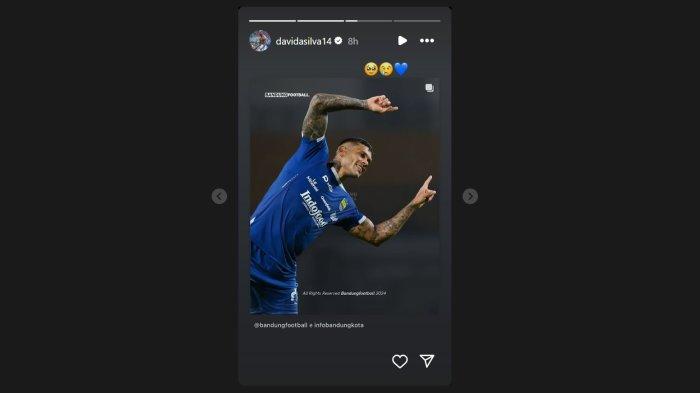 Penyerang Persib Bandung David da Silva menyorot selebrasi gol Ciro Alves setelah berhasil membobol gawang Borneo FC, Jumat (22/11/2024) malam.