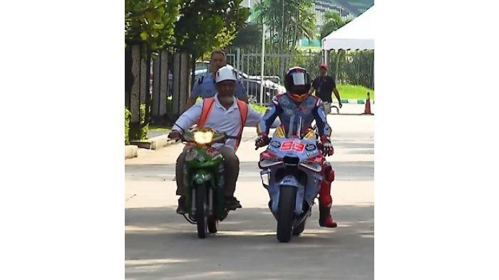 Momen ketika motor balap Ducati Desmosedici milik Marc Marquez 