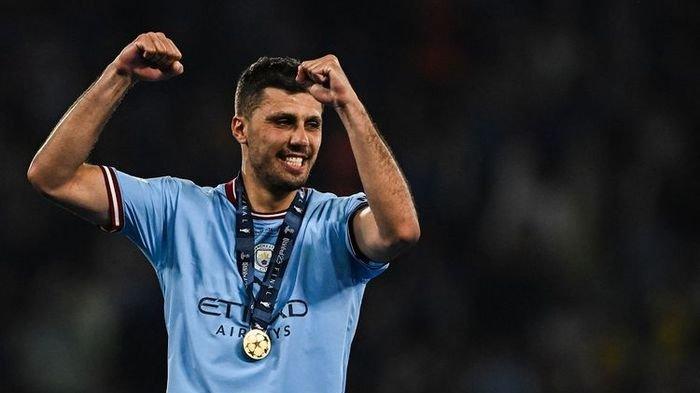 Gelandang Man City, Rodri, pencetak gol tunggal pada final Liga Champions Man City vs Inter Milan di Stadion Olimpiade Ataturk, Istanbul, Turki, Minggu (11/6/2023) dini hari WIB.