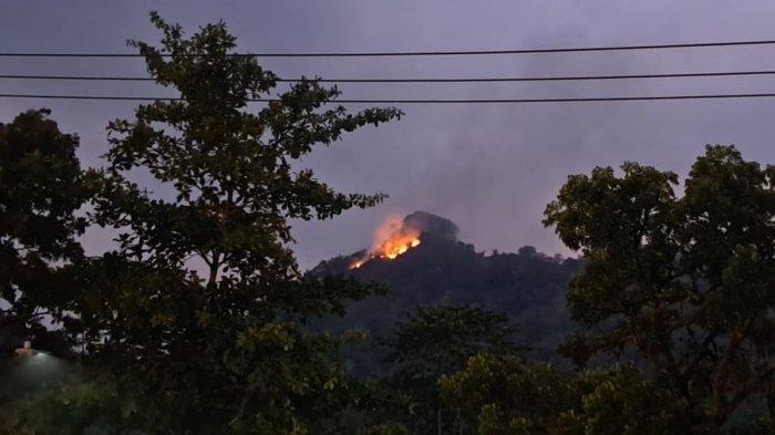 Kebakaran terjadi di puncak Gunung Kacapi, Kecamatan Sumedang Utara, Kabupaten Sumedang, Jawa Barat, Kamis (21/9/2023) petang.