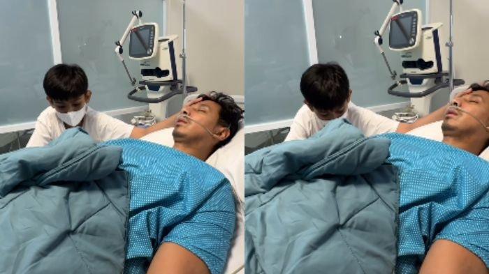 Momen haru King Faaz ketika temani ayah sambungnya, Sonny Septian di ruang ICU.