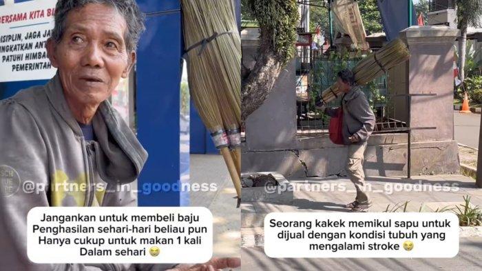 Kisah pilu Mbah Husen penjual sapu di Bogor, sakit stroke tetap jalan kaki jualan mencari nafkah