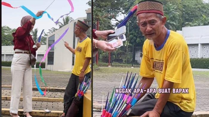 Kakek Harun menangis diberi bidan uang banyak.
