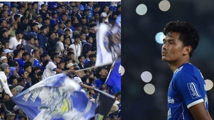 BERI DUKUNGAN - (Kiri) Ribuan bobotoh tampak memberi dukungan saat Persib Bandung melawan PSM Makassar di Stadion GBLA, Sabtu (1/2/2025). (Kanan) Ahmad Agung Setiabudi saat berkostum Persib.