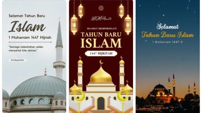 GAMBAR TAHUN BARU ISLAM - Kumpulan gambar Tahun Baru Islam 2025 1 Muharram 1447 H yang gratis dan menarik sebagai ucapan ke media sosial. Diunduh dari Canva pada Senin (23/6/2025).