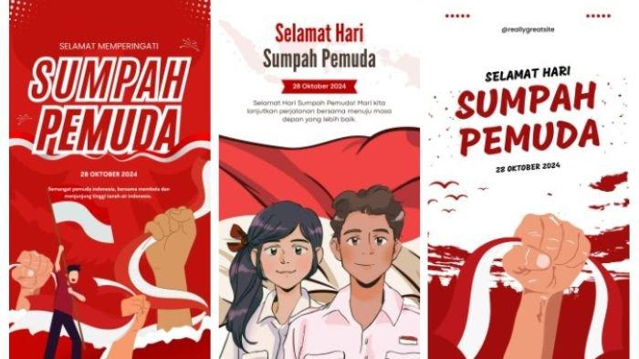 Kumpulan poster Hari Sumpah Pemuda 2024 dengan desain menarik yang bisa dibagikan ke media sosial. Hari Sumpah Pemuda diperingati setiap 28 Oktober.