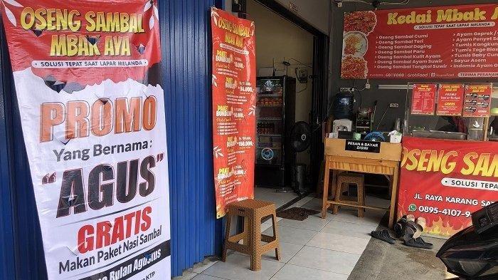 Lokasi Kedai Mbak Aya di jalan Duren Jaya, Kecamatan Bekasi Timur, Kota Bekasi yang hadirkan promo 17 Agustus berupa makan gratis sbagi pemilik nama Agus.