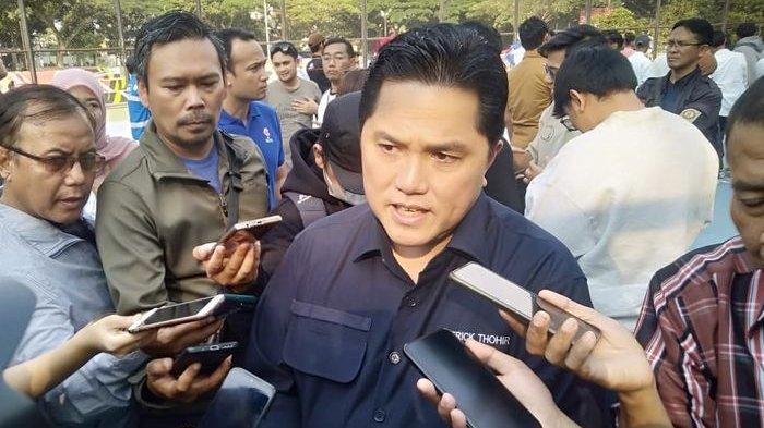 Menteri BUMN, Erick Thohir, saat diwawancarai di Saparua, Kota Bandung, Sabtu (19/8/2023).