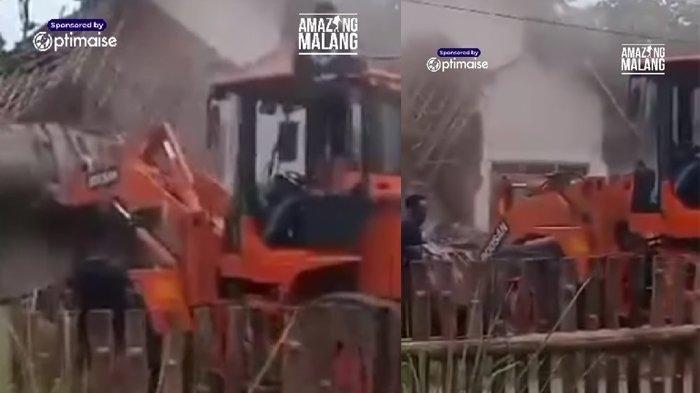 Anak di Malang bawa buldozer hancurkan rumah ibunya, tak mau warisan dibagi ke adik tiri